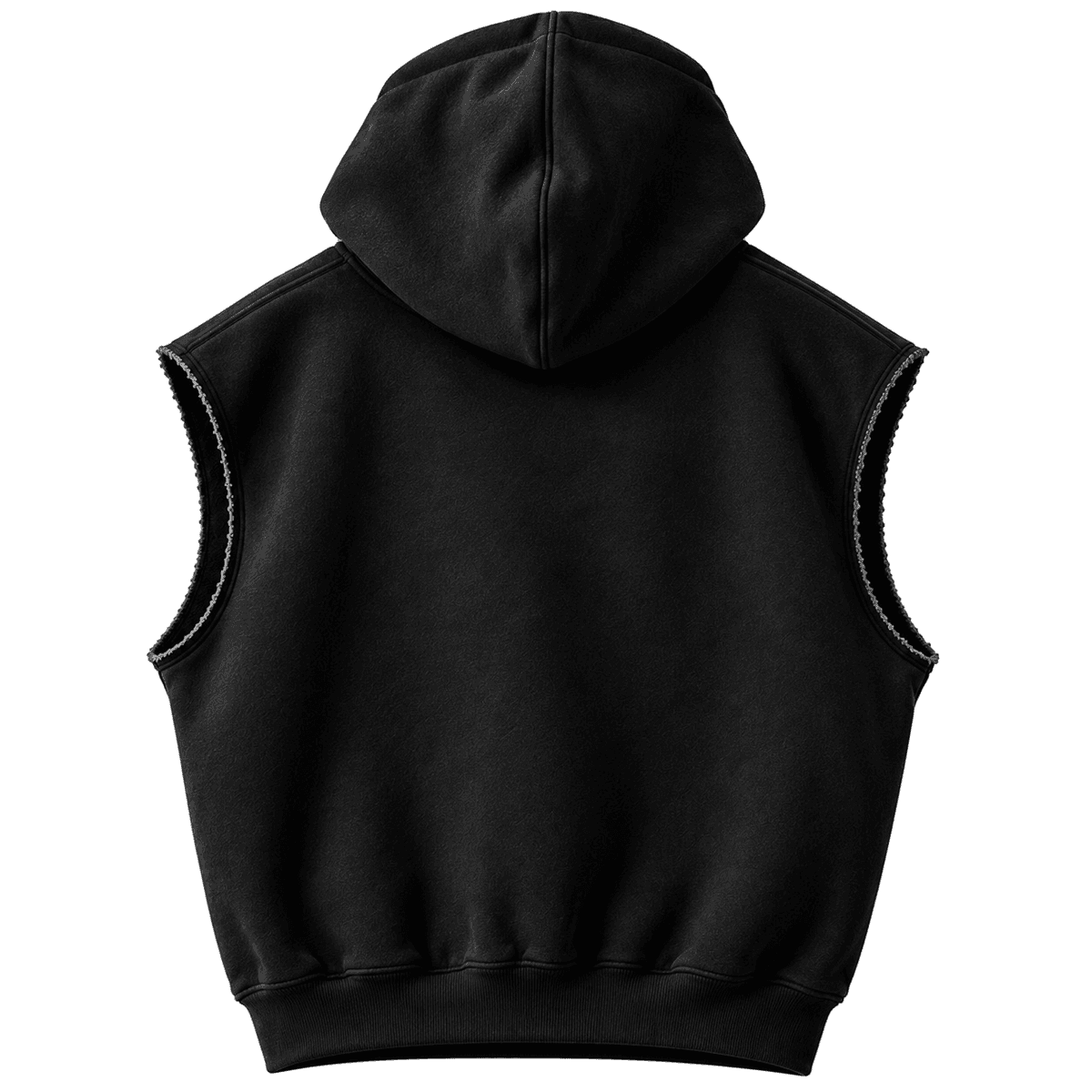 Sleeveless Hoodie, Black, back