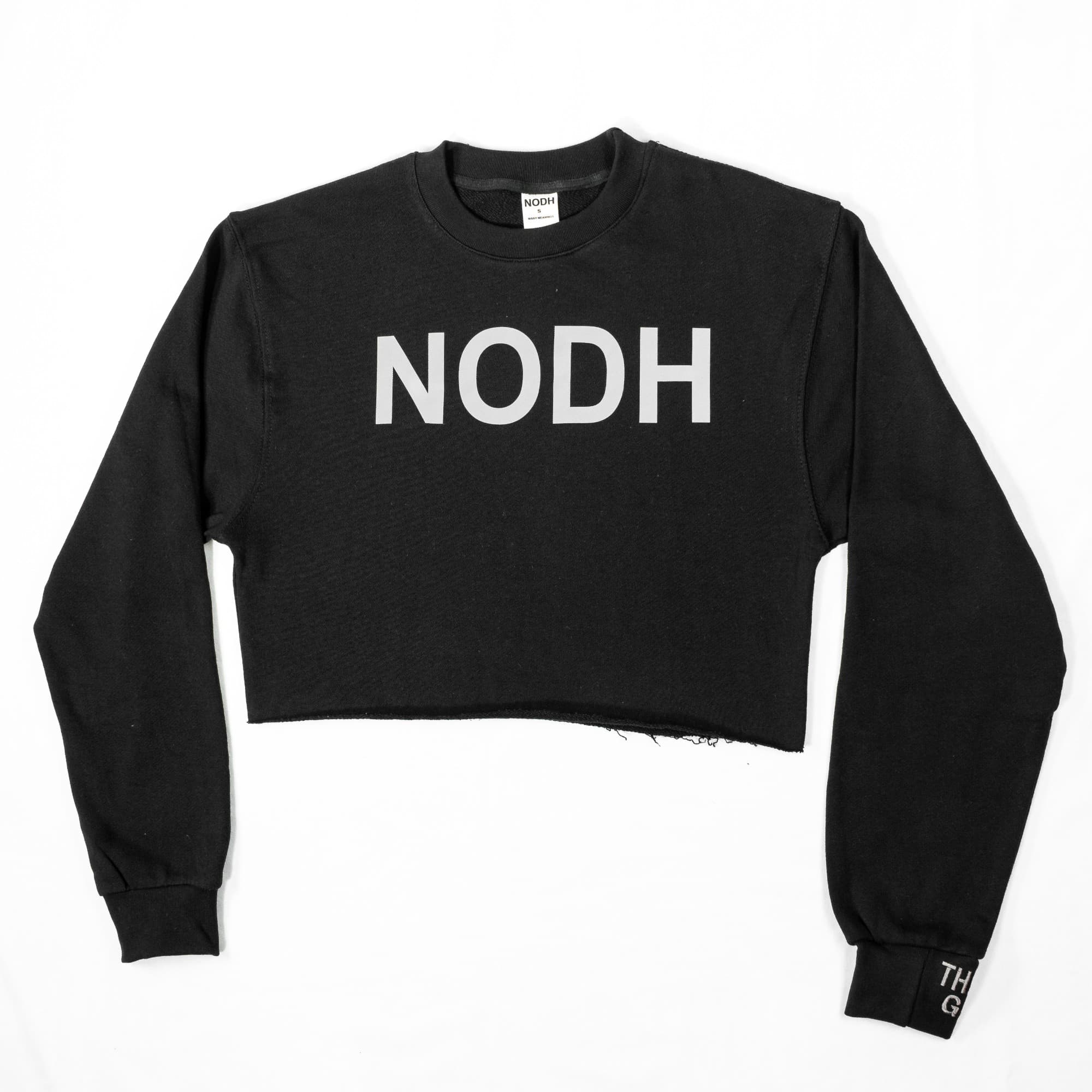 Thank God Cropped Sweater, Black, front